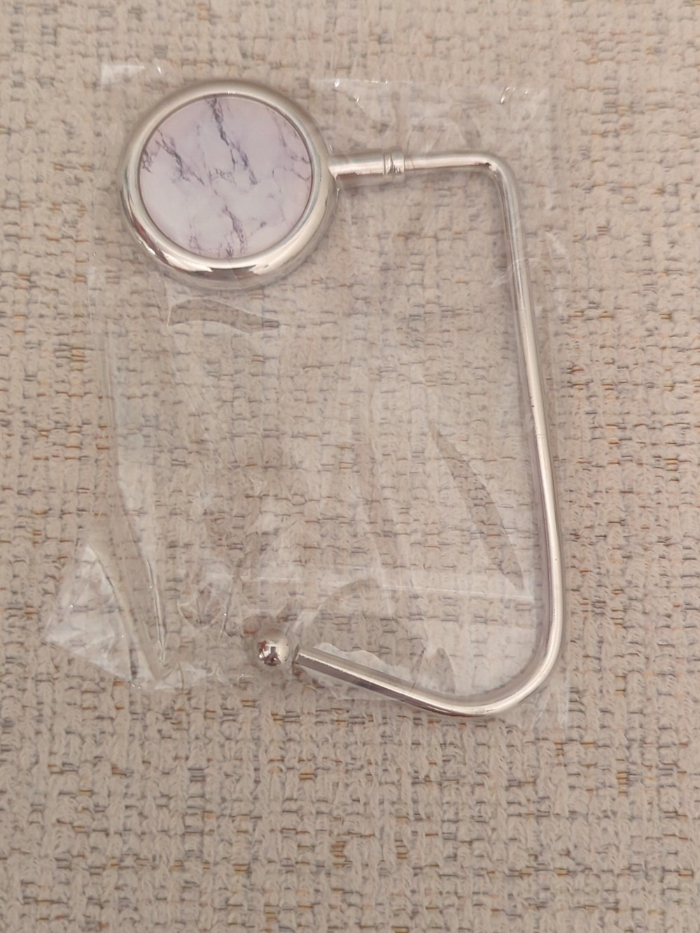 White Marble, Silver Purse Hanger
